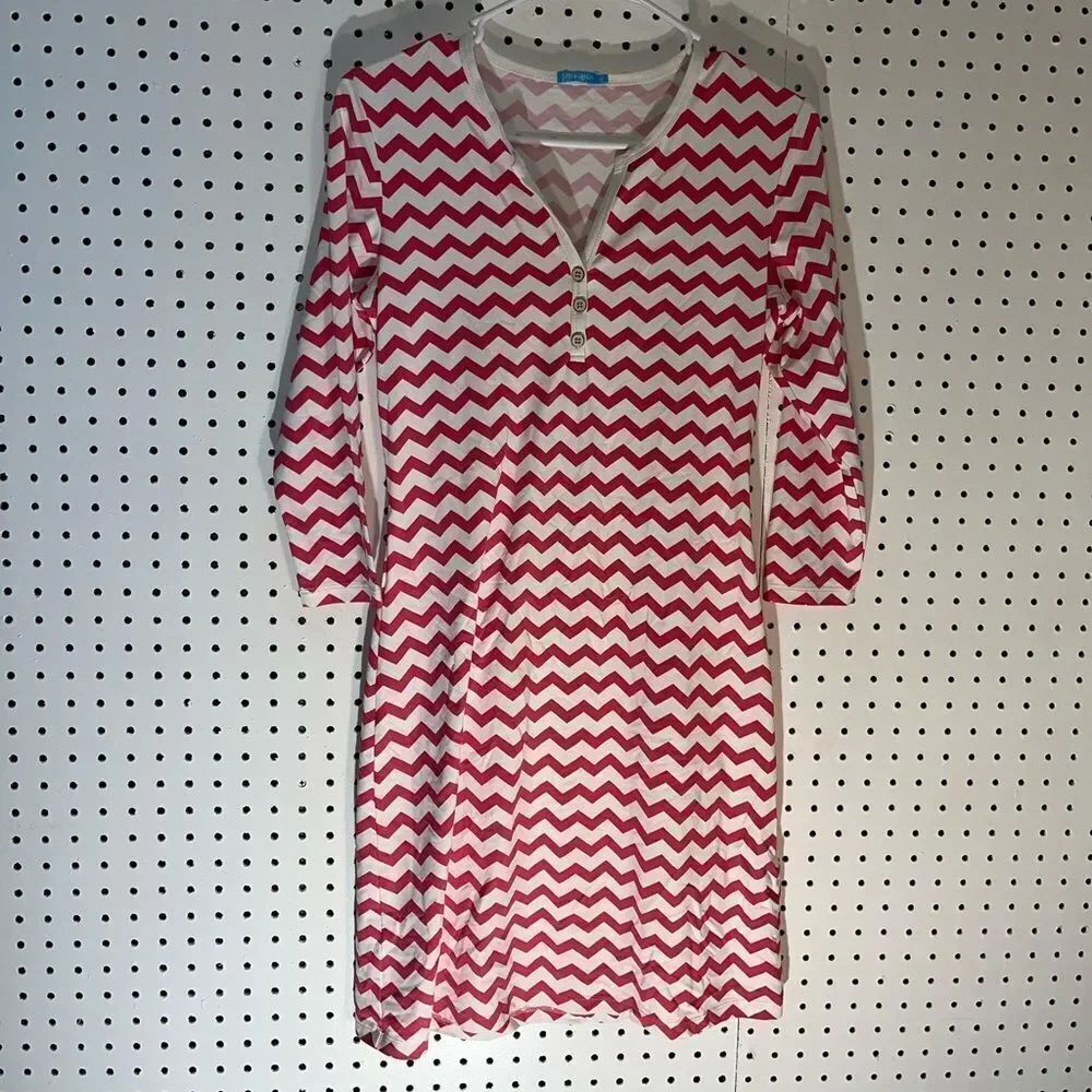 J McLaughlin chevron print button collar dress